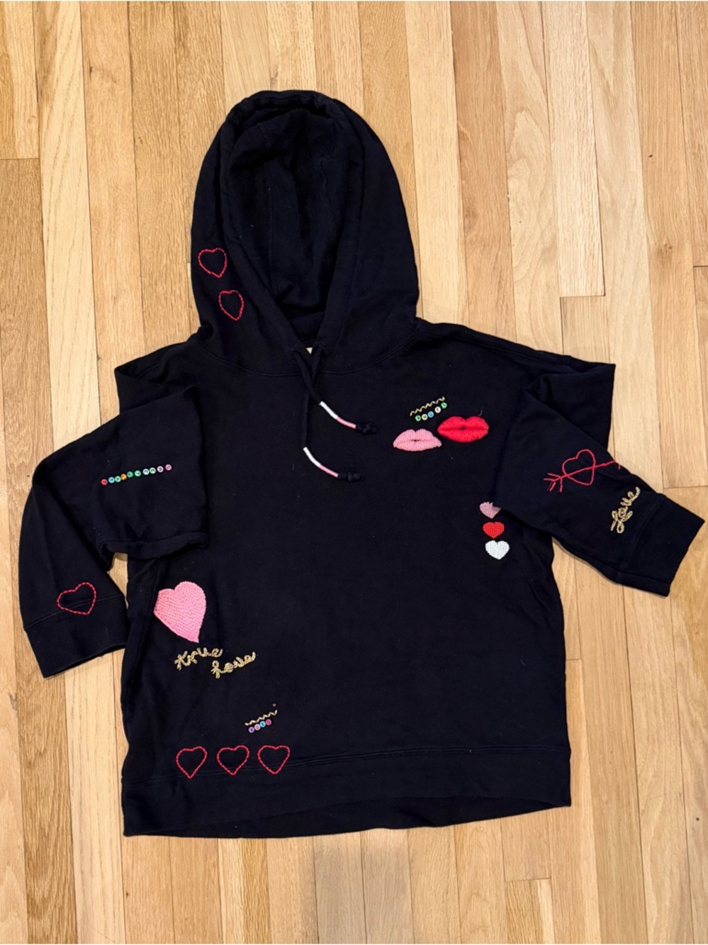 Chaser Black Heart & Lip Embroidered Hoodie